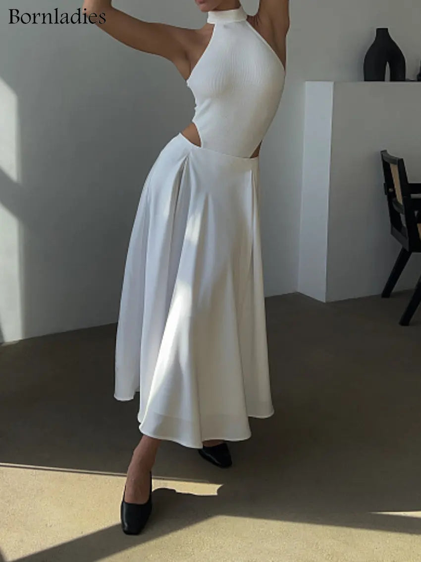 Saviig Elegant Satin Maxi Skirt - High Waist Black Streetwear Fashion