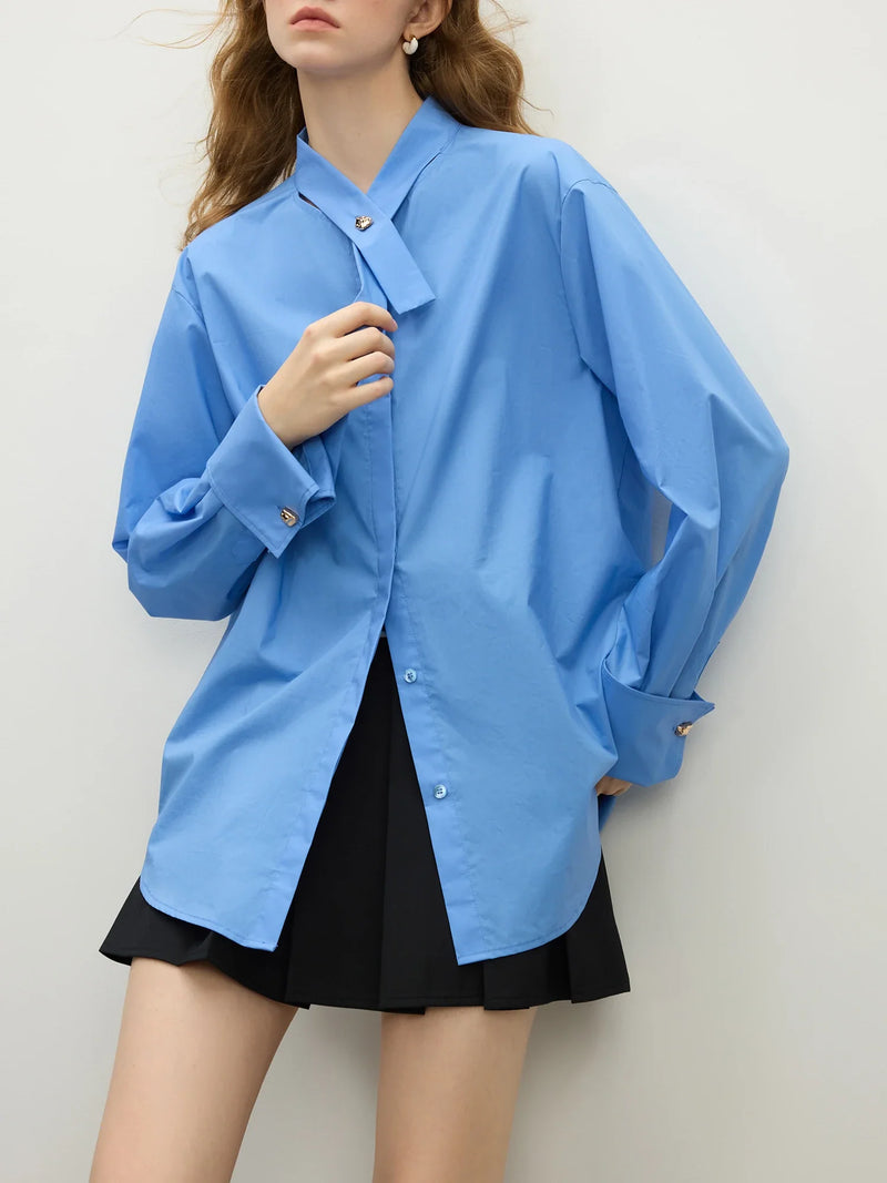 Saviig Women's Cotton Long Sleeve Ribbon Shirt - Spring 2025 Casual Loose Fit