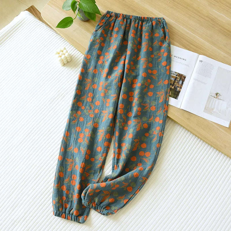 Saviig Cotton Jacquard Flower Print Sleep Pants