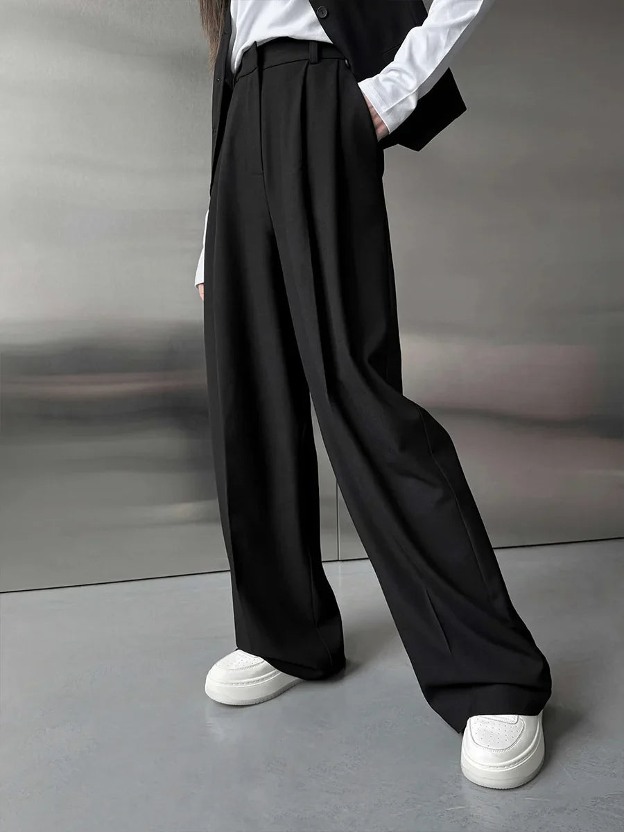 Saviig Wide Leg High Waist Suit Pants - New Season Office Lady Chic Trousers