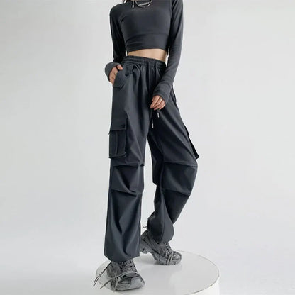 Saviig Y2K Cargo Pants: Oversized Harajuku Sweatpants with Drawstring Pockets