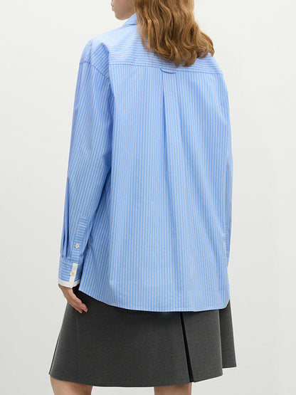 Saviig Striped Texture Shirt: New Spring 2025 College Style Long Sleeve Top