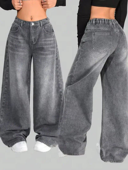 Saviig Multi-pocket Baggy Jeans: Y2K Hip-hop Harajuku High Waist Trouser