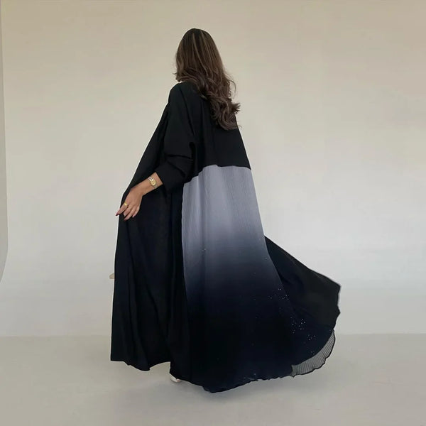Saviig Ombre Print Open Abaya Kimono Cardigan for Muslim Women Ramadan Eid Dubai