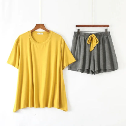 Saviig Modal Short Sleeve Pajama Set for Women, Loose Fit Home Loungewear