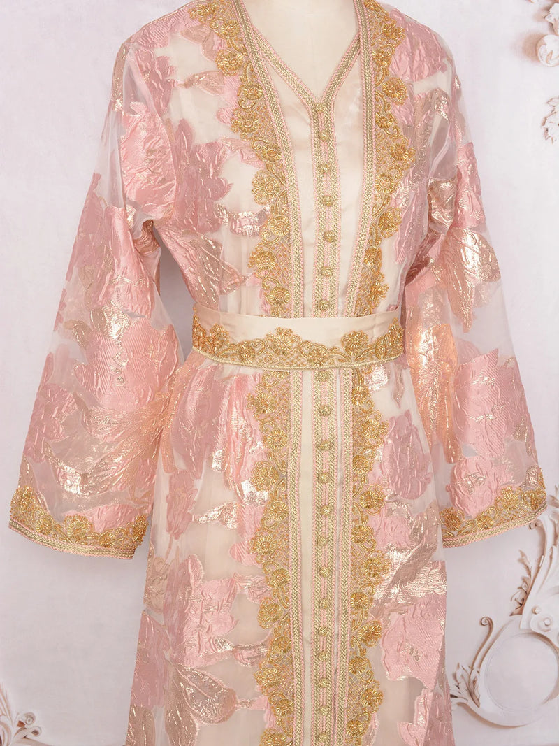Saviig Moroccan Takchita Kaftan, Elegant 2-Piece Set for Events & Weddings