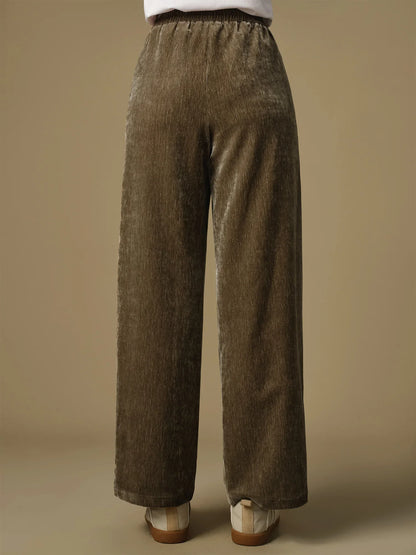 Saviig Velvet Wide Leg Pants 2024 Winter Collection