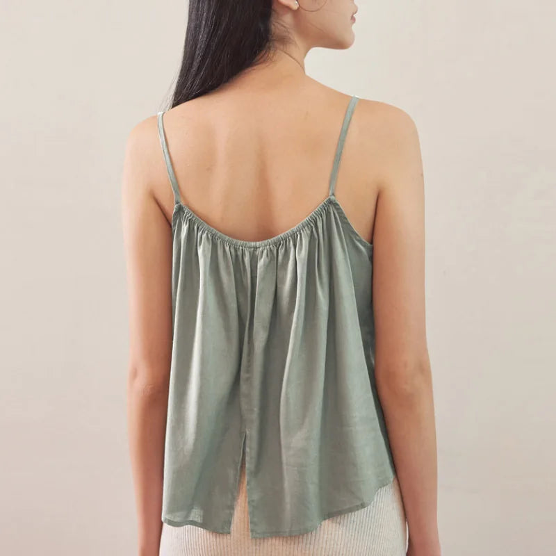 Saviig Sleeveless Button Up Top - Soft Viscose, Sexy Summer Camis