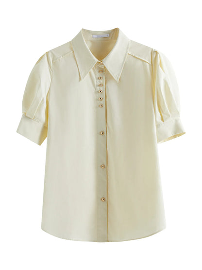 Saviig Elegant Commute Lapel Shirt 2025 Summer Style - 25FS12107
