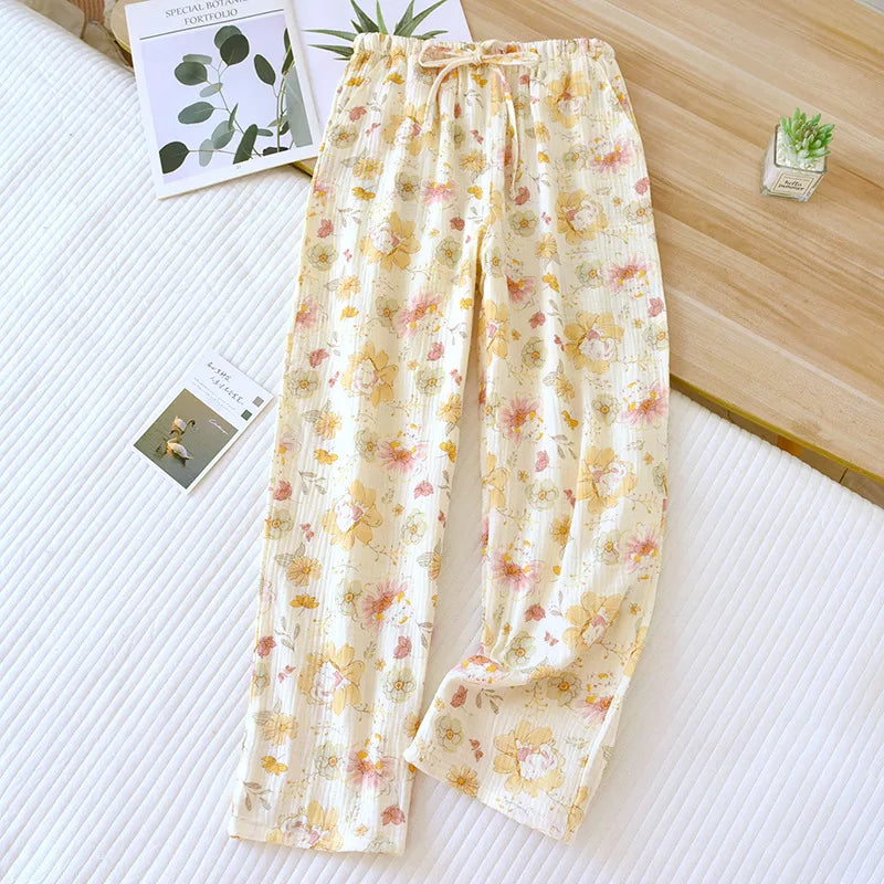 Saviig Floral Love Printed Cotton Crepe Sleeper Pants for Women