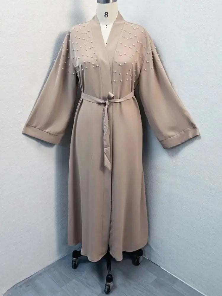 Saviig Ramadan Eid Open Abaya Luxury Muslim Modest Kimono Robe Femme