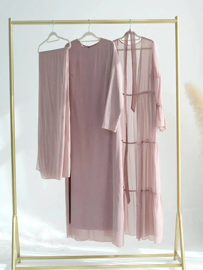 Saviig Chiffon Abaya Set for Modest Islamic Evening Parties