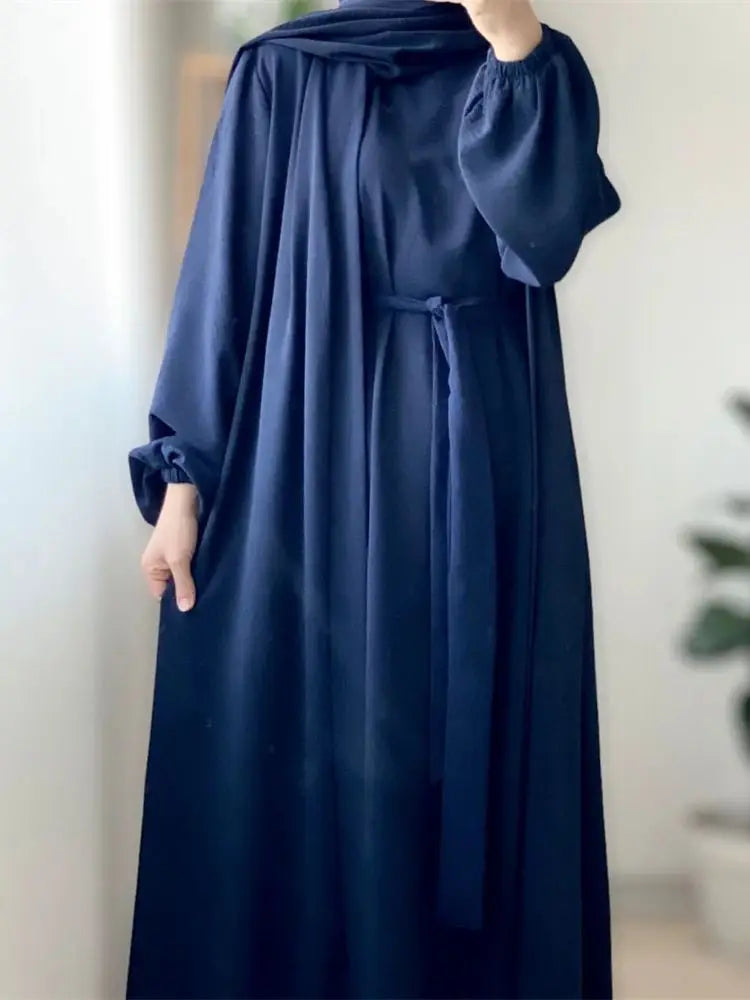 Saviig Ramadan Eid Abaya Kaftan Set with Hijab Dress & Kimono - Women's Muslim Ensemble