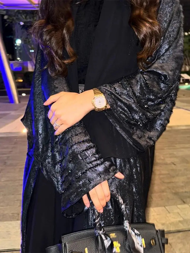 Saviig Shiny Satin Kimono Abaya Dubai Luxury 2024 - Muslim Women's Caftan
