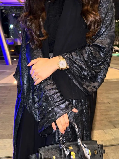 Saviig Shiny Satin Kimono Abaya Dubai Luxury 2024 - Muslim Women's Caftan