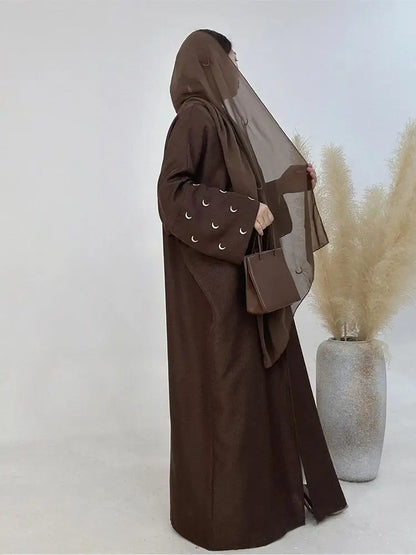 Saviig Butterfly Moon Heart Modest Kimono Abaya for Women