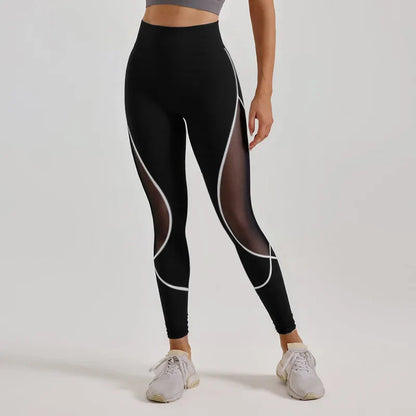 Saviig Color Block Mesh High Waisted Gym Leggings for Women