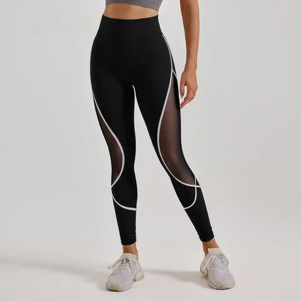 Saviig Color Block Mesh High Waisted Gym Leggings for Women