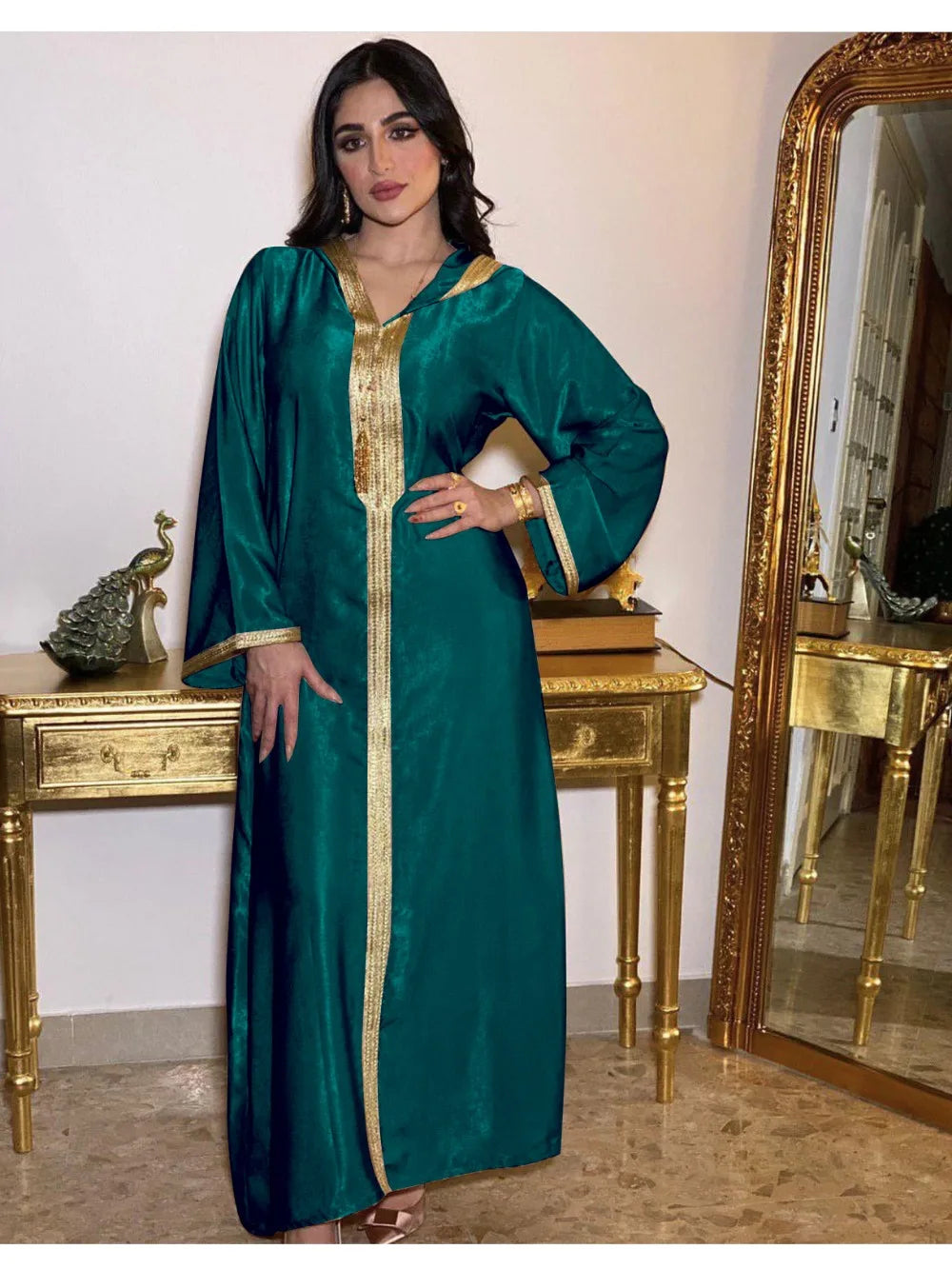 Saviig Eid Dubai Abaya Dress Moroccan Kaftan Hooded Robe for Women