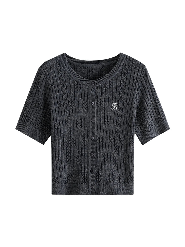 Saviig Summer Knit Cardigan: 2024 Dry Linen Light Top Female