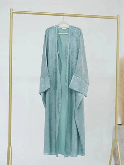 Saviig Ramadan Eid Satin Kimono Abaya Dubai Luxury Islamic Kaftan Dress