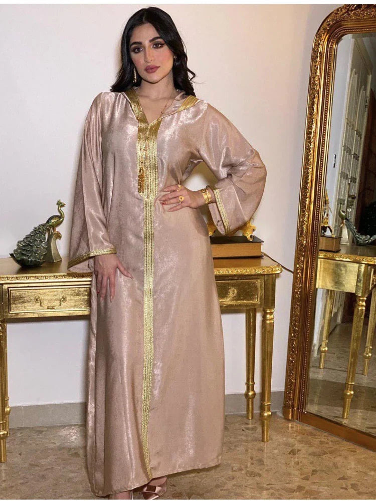 Saviig Eid Dubai Abaya Dress Moroccan Kaftan Hooded Robe for Women