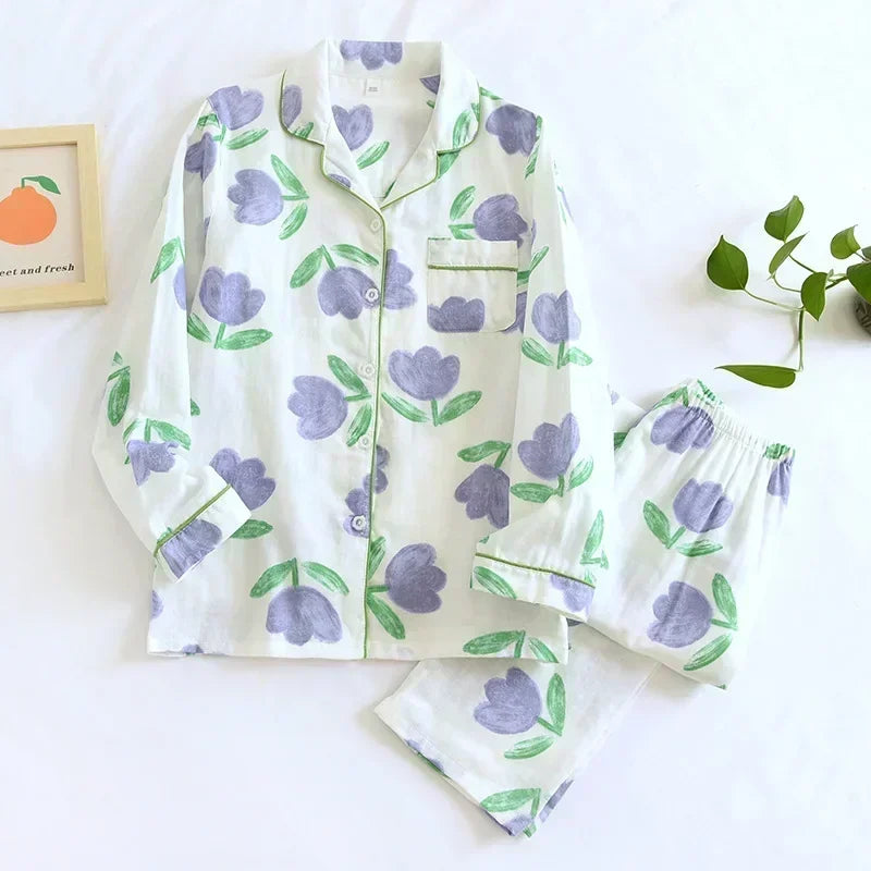 Saviig Maple Leaf Pajama Set - 100% Cotton Sleepwear