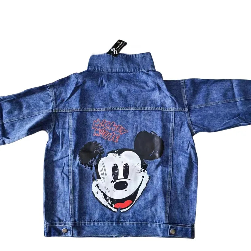Saviig Mickey Printed Denim Jacket: Women's Preppy Style Casual Top