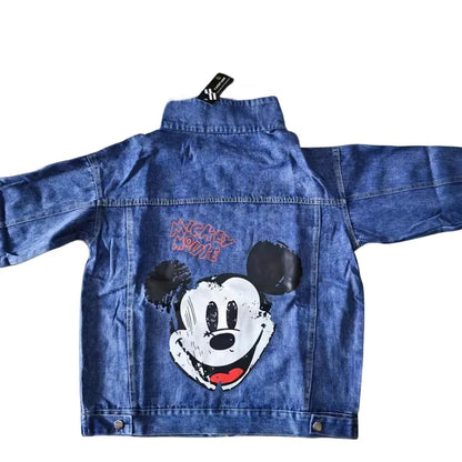 Saviig Mickey Printed Denim Jacket: Women's Preppy Style Casual Top
