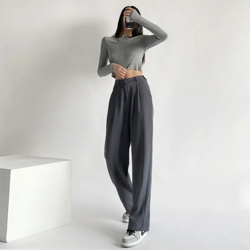 Saviig Wide Leg Casual Suit Pants for Women