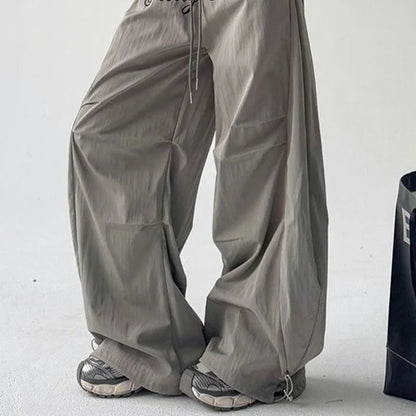 Saviig Gray Harajuku Streetwear Letter Embroidery Cargo Pants