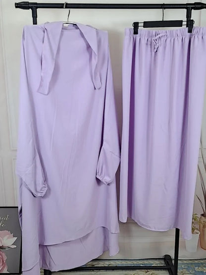 Saviig Ramadan Khimar Set: Long Abaya & Skirt for Muslim Women