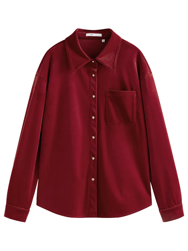 Saviig Velvet Warm Top: French Chic 2022 Winter Elegant Office Lady Shirt