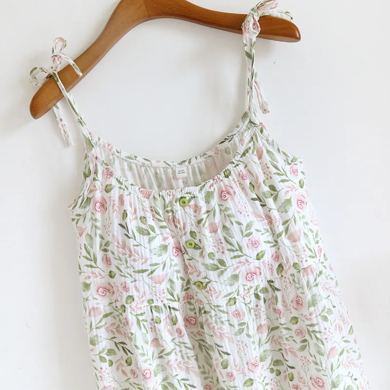 Saviig Cotton Crepe Slip Dress with Breast Pad, Ideal for Summer Nights