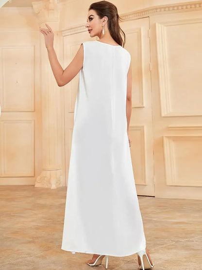 Saviig White Ramadan African Dress Islamic Abaya for Women
