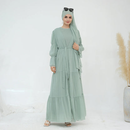 Saviig Chiffon Abaya Set for Modest Islamic Evening Parties