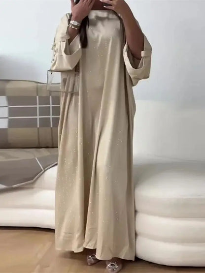 Saviig Ramadan Eid Shimmer Abaya Kaftan Modest Dress | Muslim Women's Prayer Robe