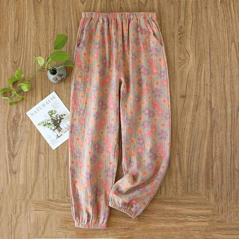 Saviig Cotton Jacquard Flower Print Sleep Pants
