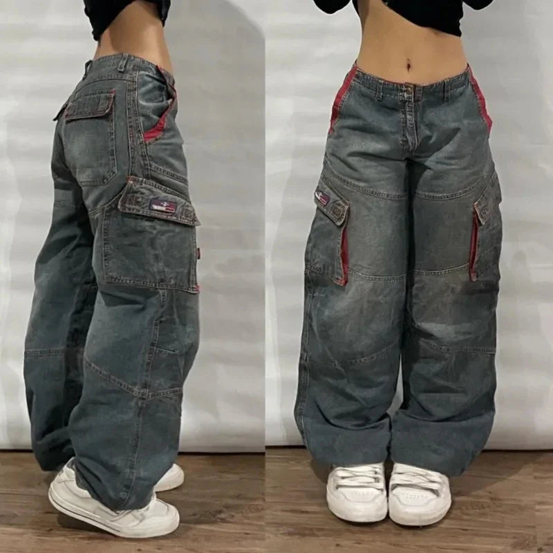 Saviig Black Washed Baggy Jeans: High Waist Wide Leg Pants