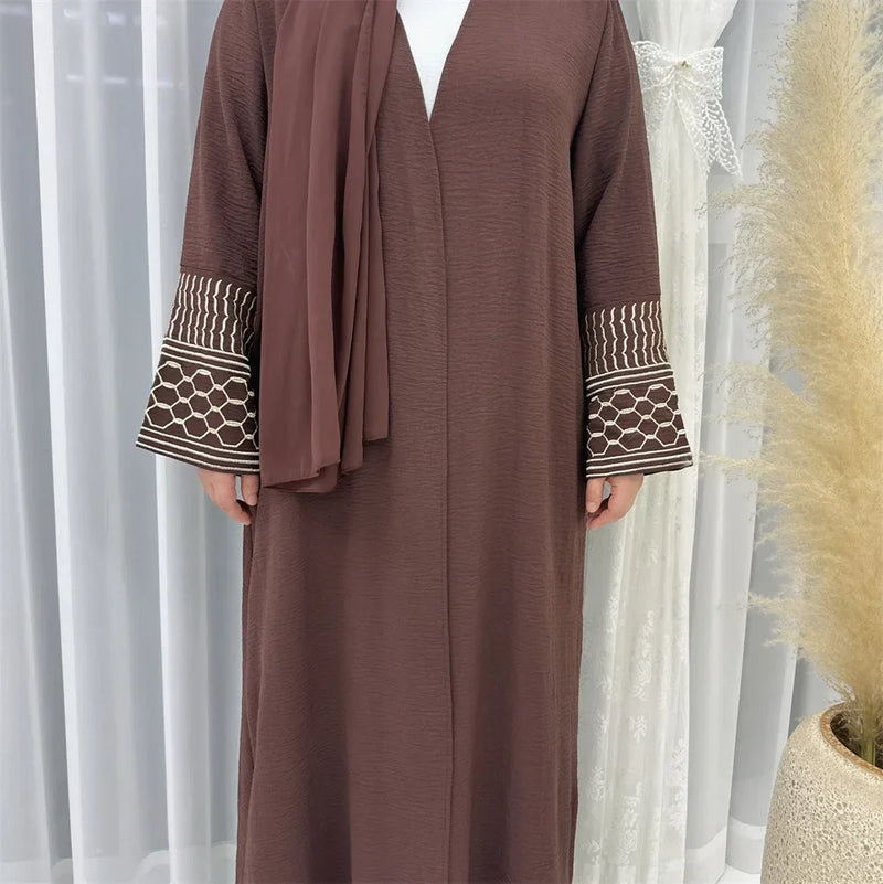 Saviig Eid Embroidered Kimono Cardigan Abaya for Muslim Women