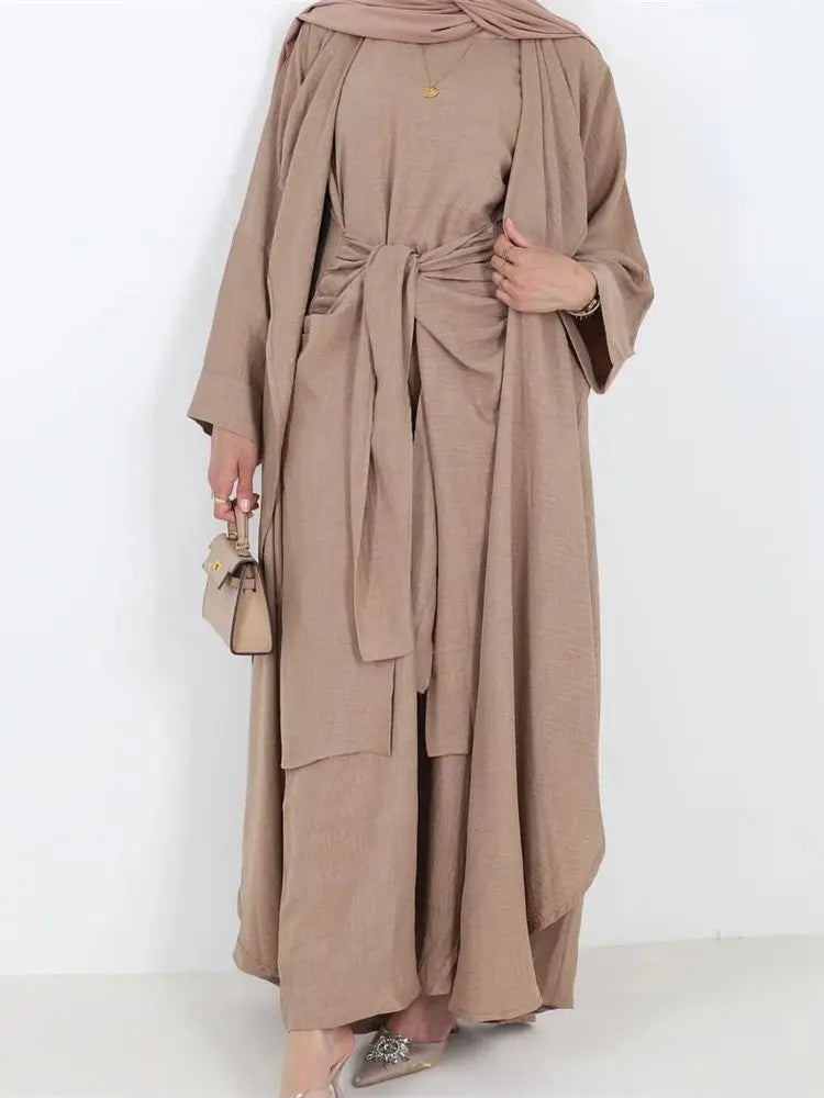 Saviig Dubai Kimono Abaya Set for Women - Elegant Muslim Modest Dress