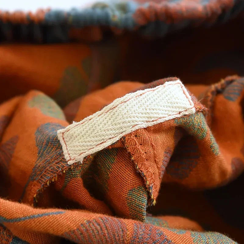 Saviig Cotton Crepe Leaf Print Pajama Pants