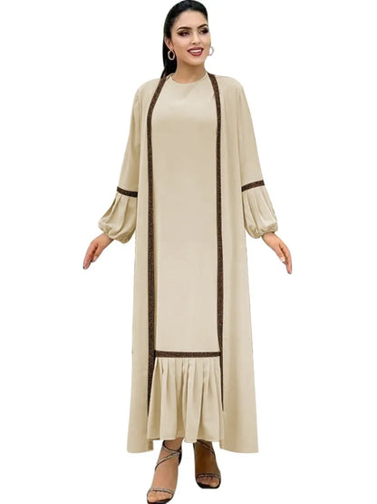 Saviig Eid Lantern Sleeve Maxi Abaya Dress Set
