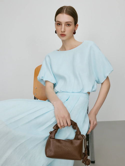 Saviig Linen Lace Casual Set: 2025 SS Minimalist Style All-match Shirt Skirt