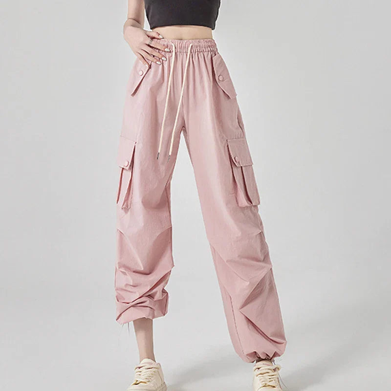 Saviig Cargo Pants Women 2025 | Trendy Elastic Waist Wide Leg Sporty Hiking Pants