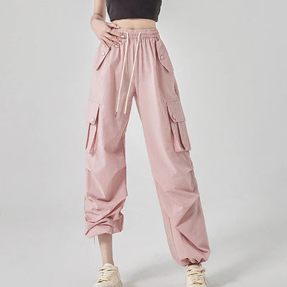 Saviig Cargo Pants Women 2025 | Trendy Elastic Waist Wide Leg Sporty Hiking Pants