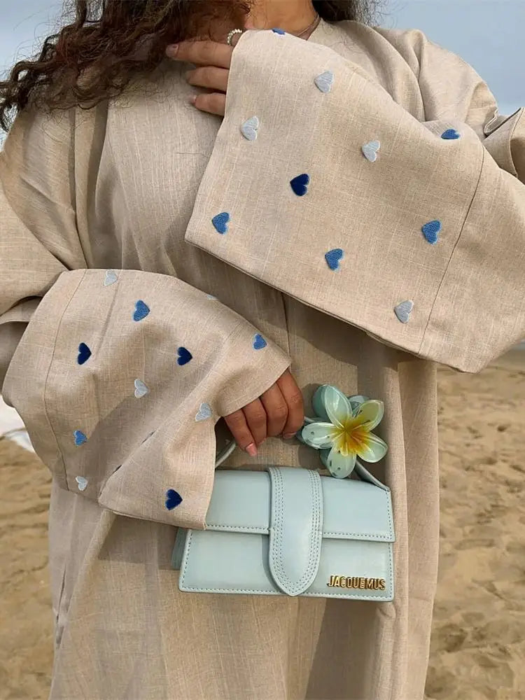 Saviig Butterfly Moon Heart Modest Kimono Abaya for Women