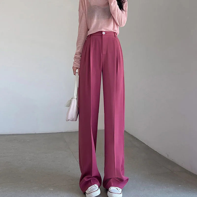 Saviig Wide Leg Casual Suit Pants for Women