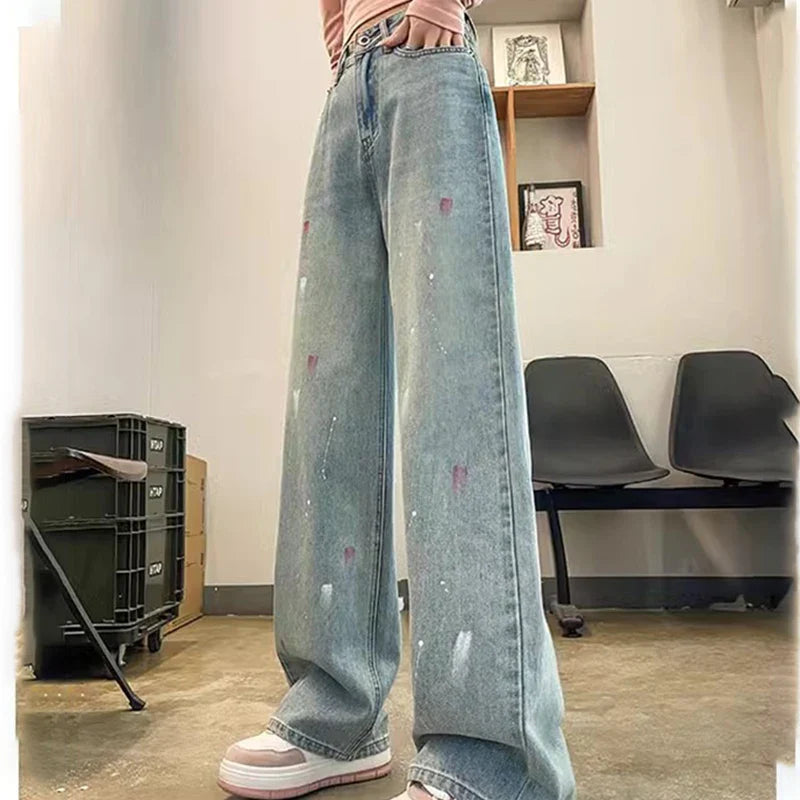Saviig Stylish High Waist Wide Leg Jeans for Women - Daily Versatile Denim Pant