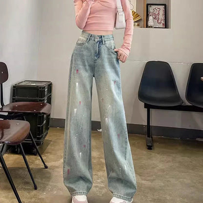 Saviig Stylish High Waist Wide Leg Jeans for Women - Daily Versatile Denim Pant